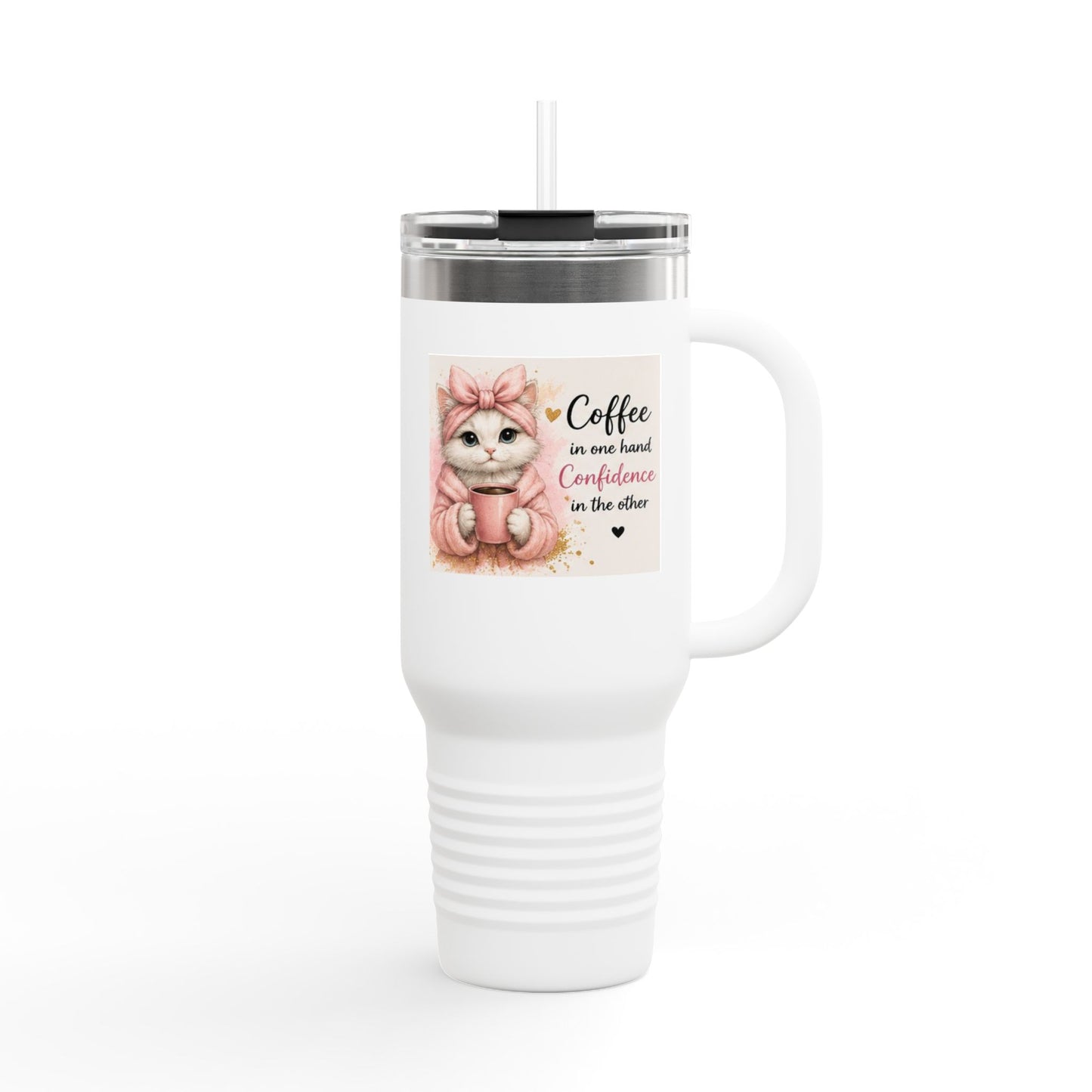 Cute Cat Coffee Quote Tumbler