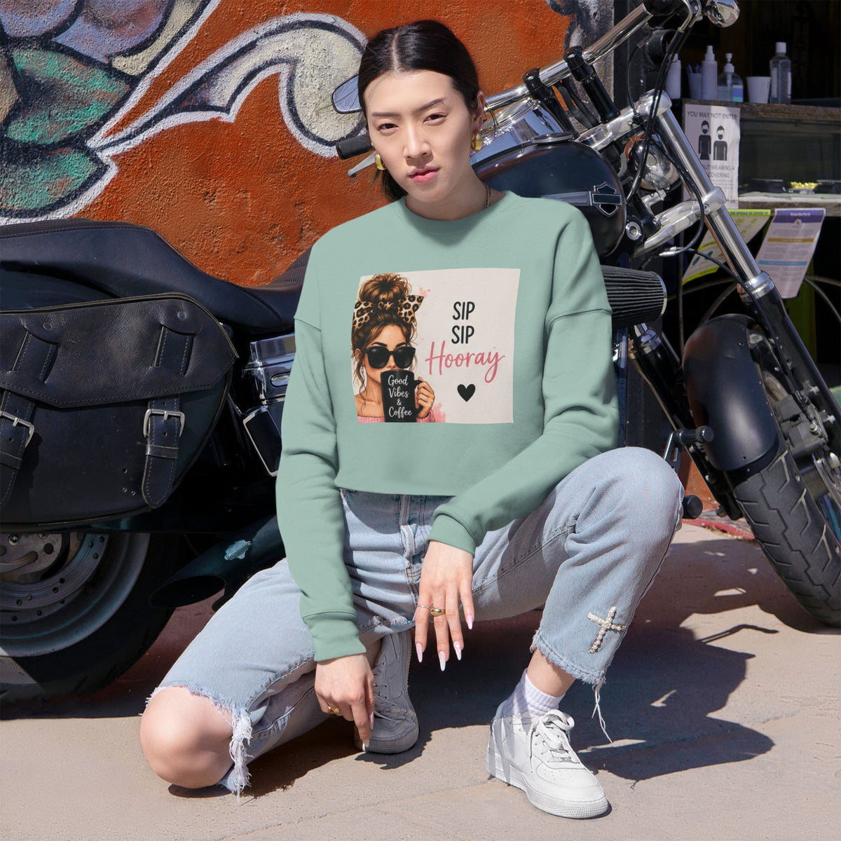 Sip Sip Hooray Cropped Sweatshirt