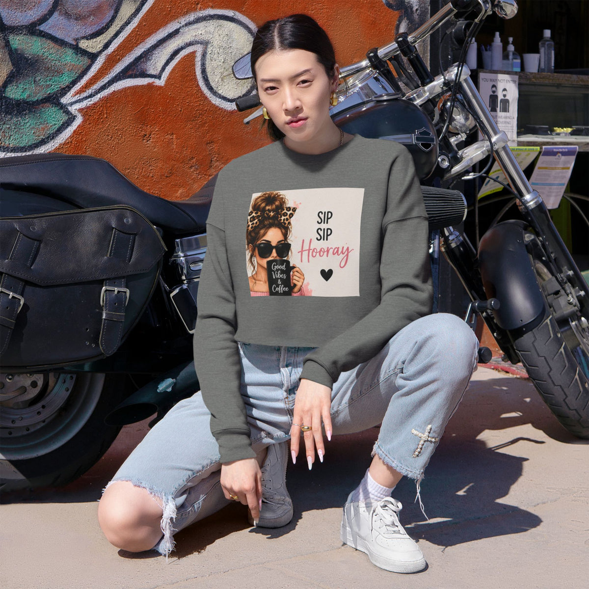 Sip Sip Hooray Cropped Sweatshirt