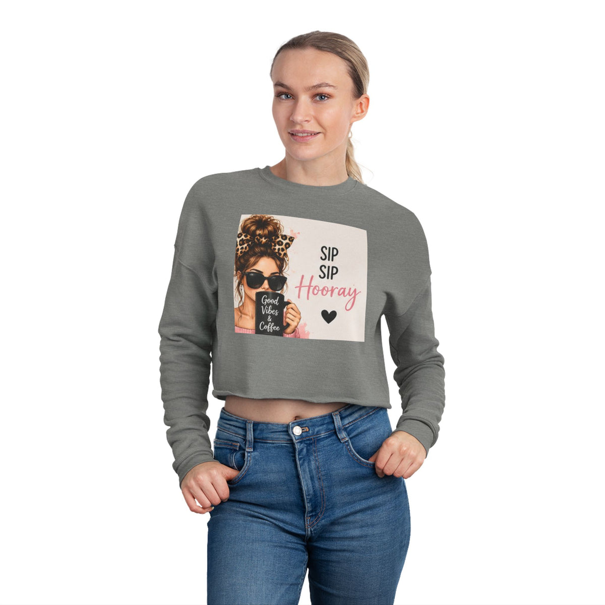 Sip Sip Hooray Cropped Sweatshirt