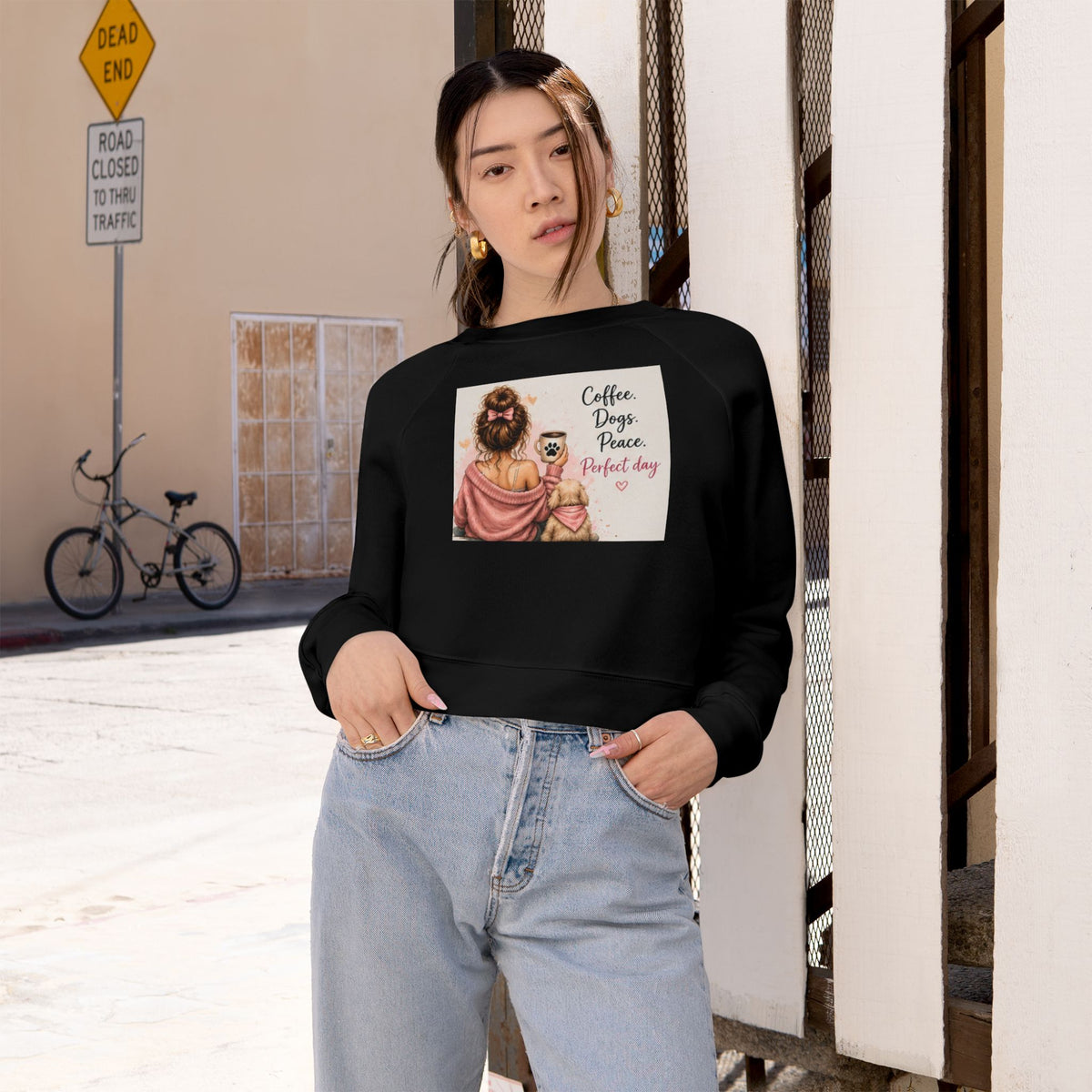 Cropped Pullover — Coffee, Jesus, & Love Graphic