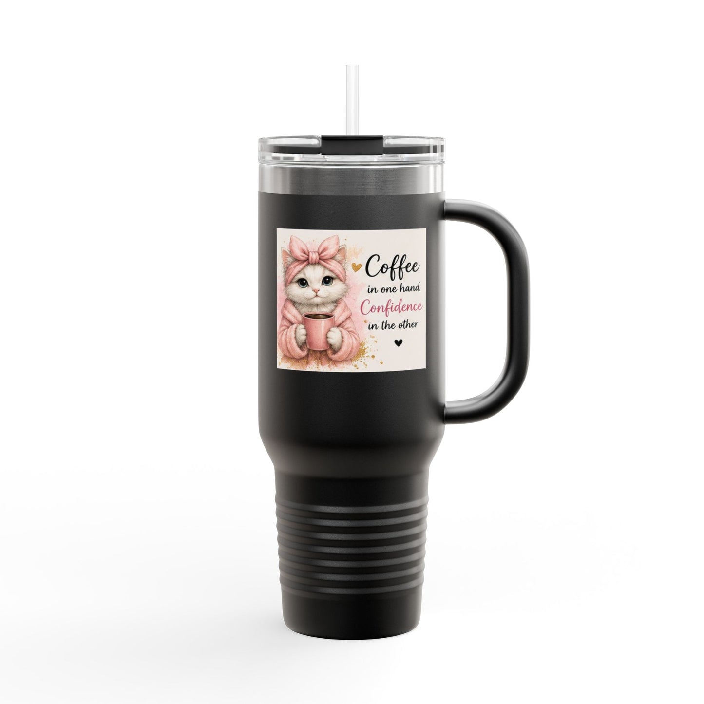 Cute Cat Coffee Quote Tumbler