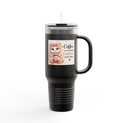 Cute Cat Coffee Quote Tumbler