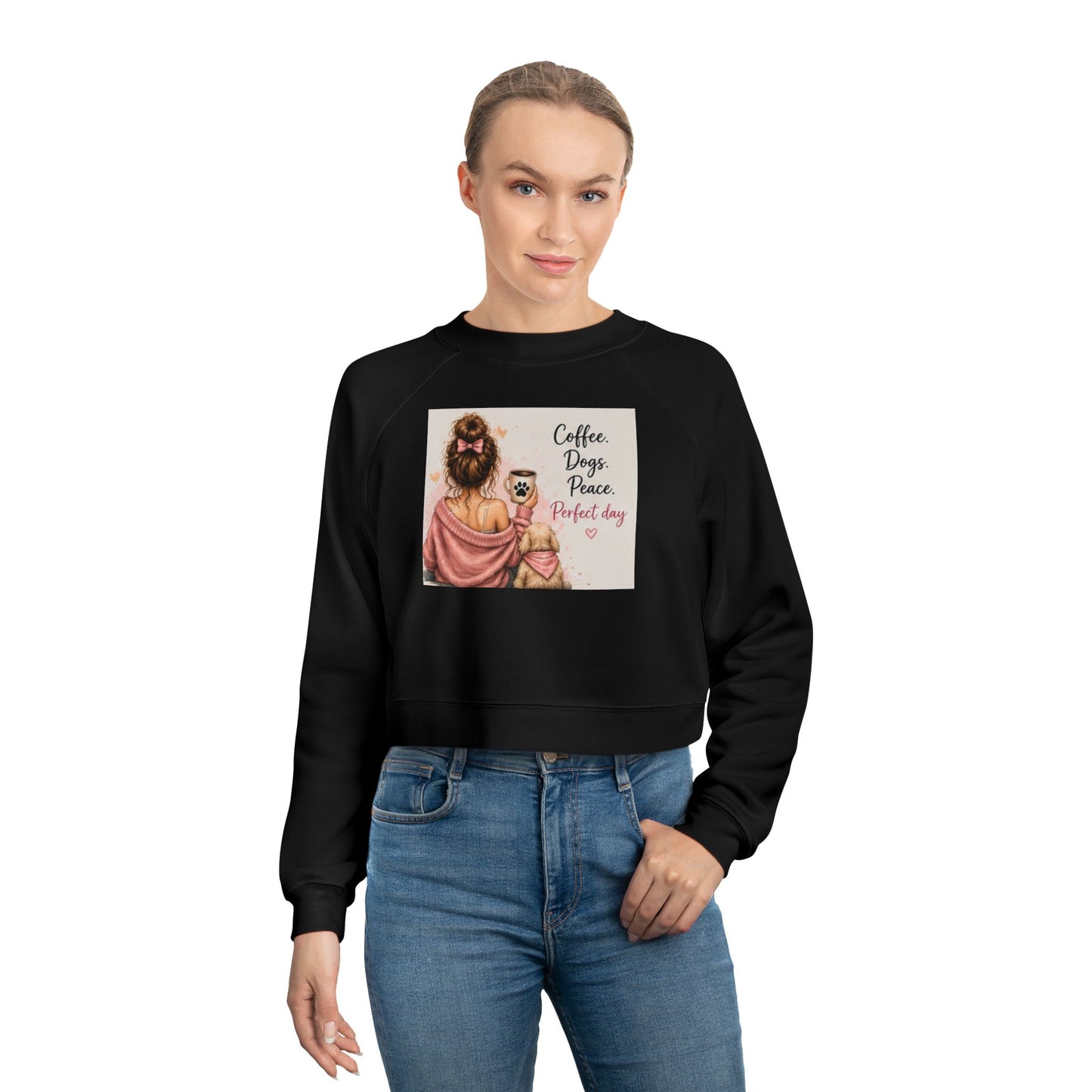 Cropped Pullover — Coffee, Jesus, & Love Graphic