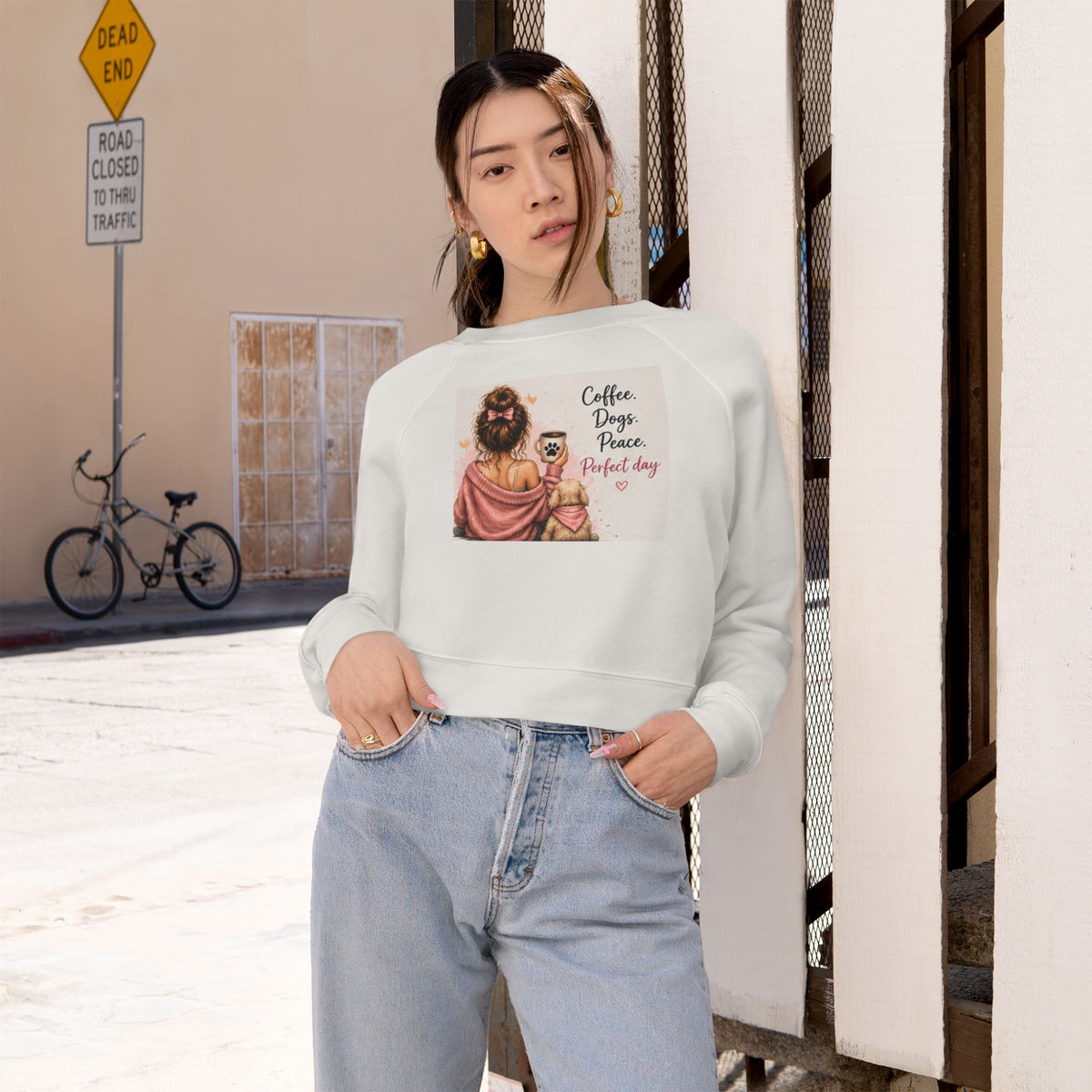 Cropped Pullover — Coffee, Jesus, & Love Graphic