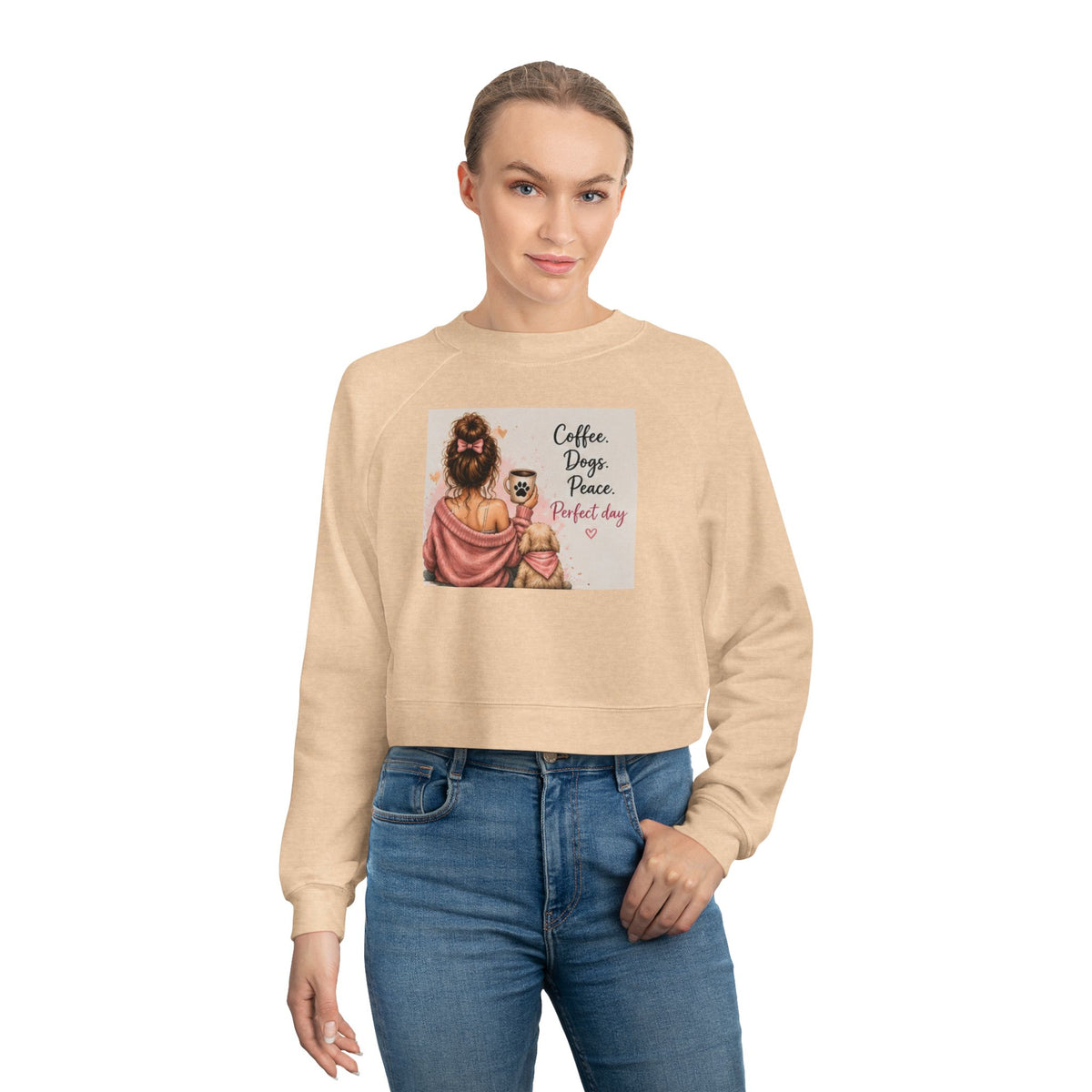 Cropped Pullover — Coffee, Jesus, & Love Graphic