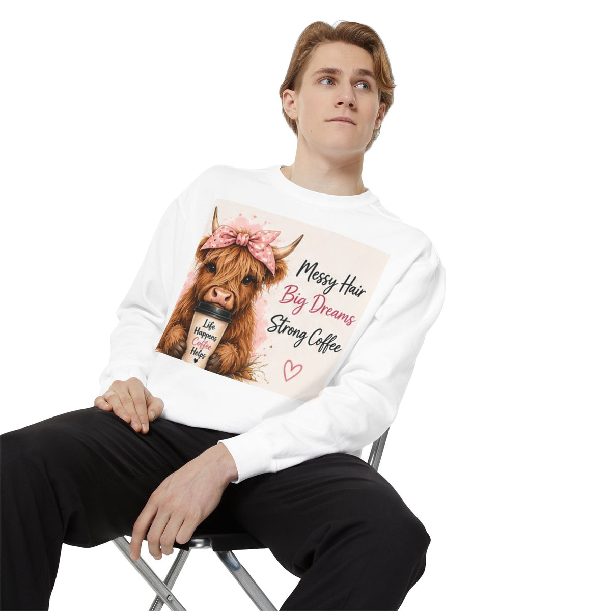Messy Hair Big Dream Strong Coffee Sweatshirt