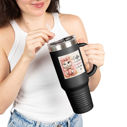 Cute Cat Coffee Quote Tumbler