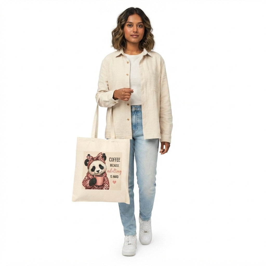 Cute Panda Coffee Tote Bag